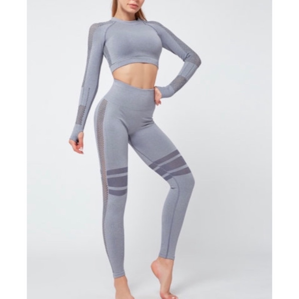Seamless gray gym wear set